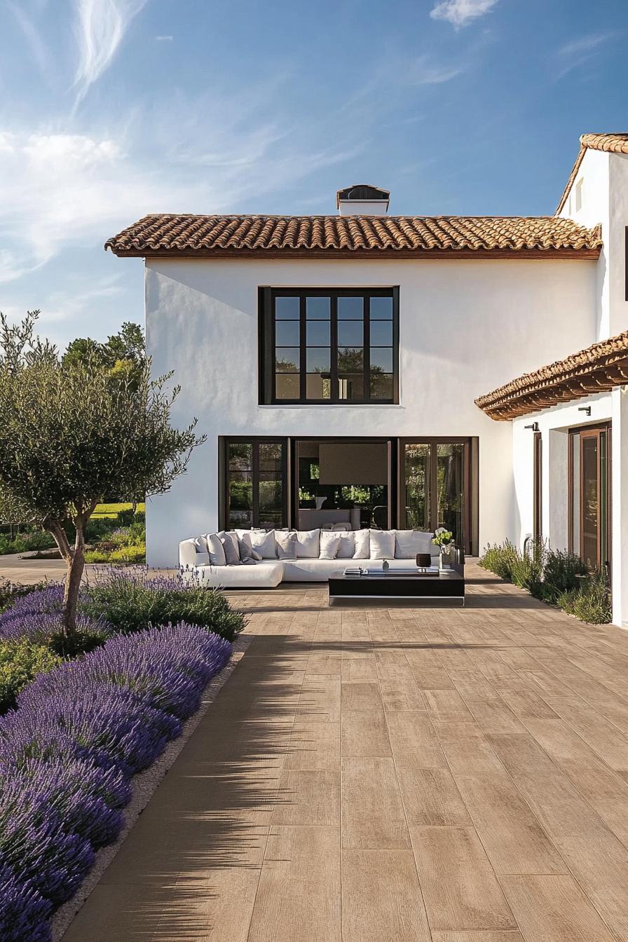 Modern Spanish villa with a courtyard and lavender