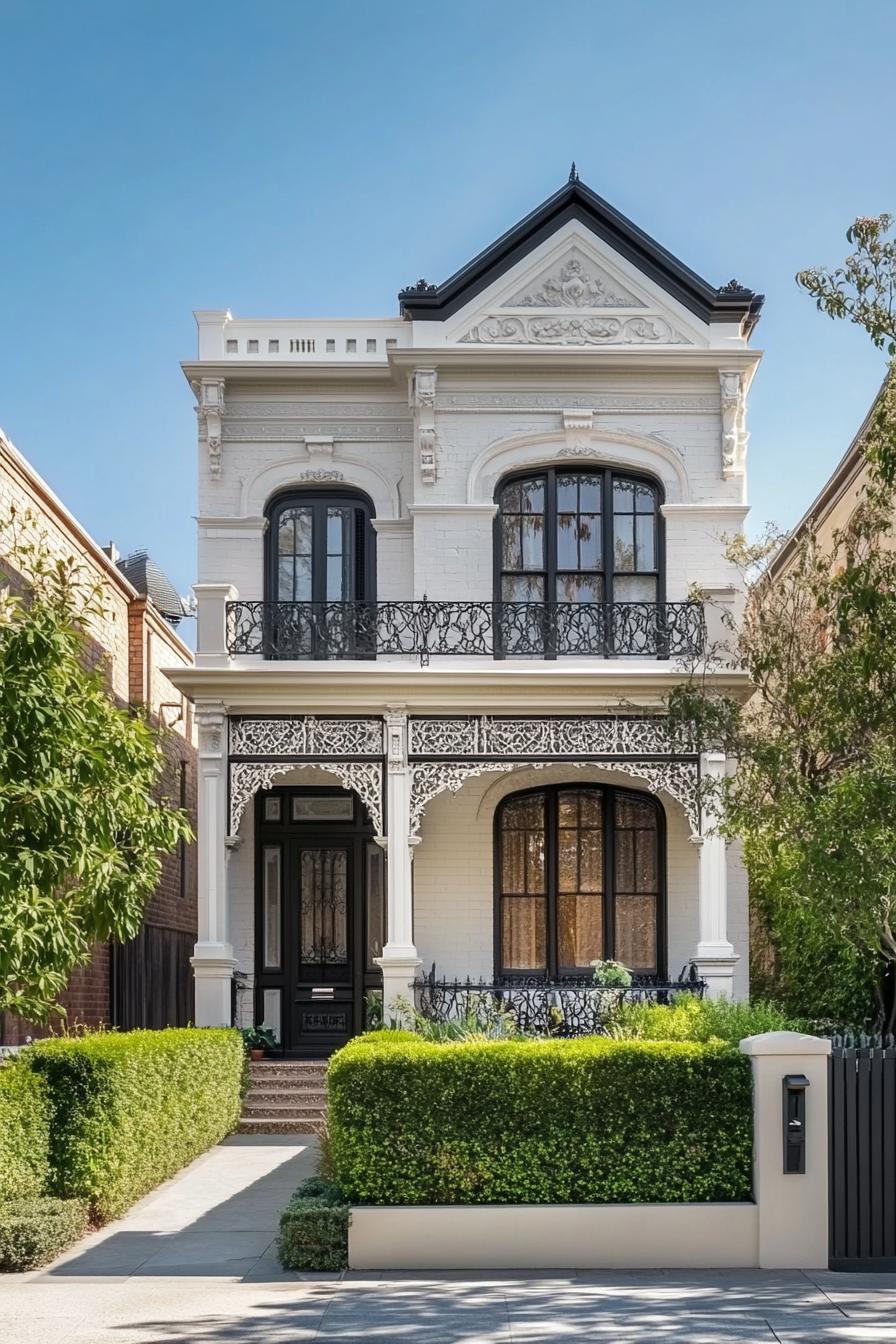 Ornate Victorian house with intricate ironwork