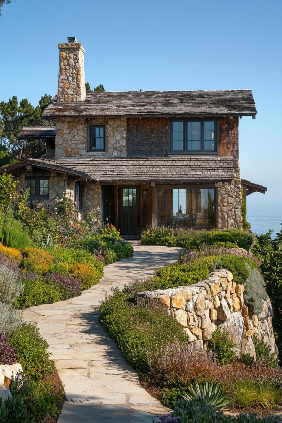 Charming stone cottage surrounded by lush greenery