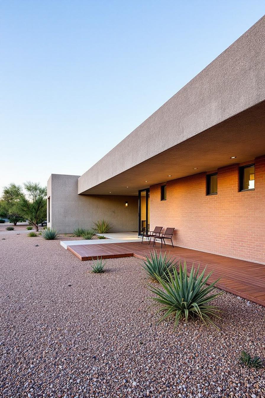 Modern house with smooth lines and desert landscaping