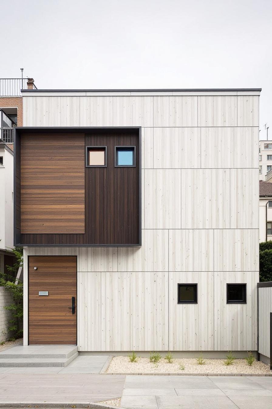 Modern house facade with contrasting cladding