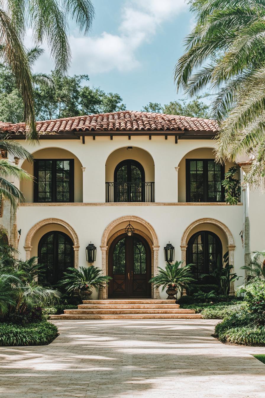 Elegant Tuscan house with arches and terracotta roof