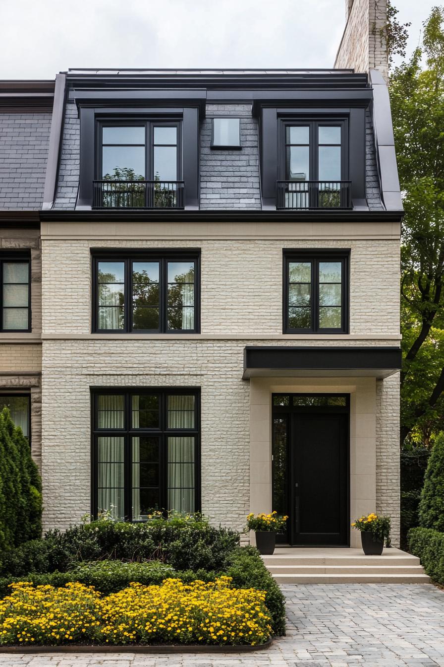 Brick townhouse with sleek windows