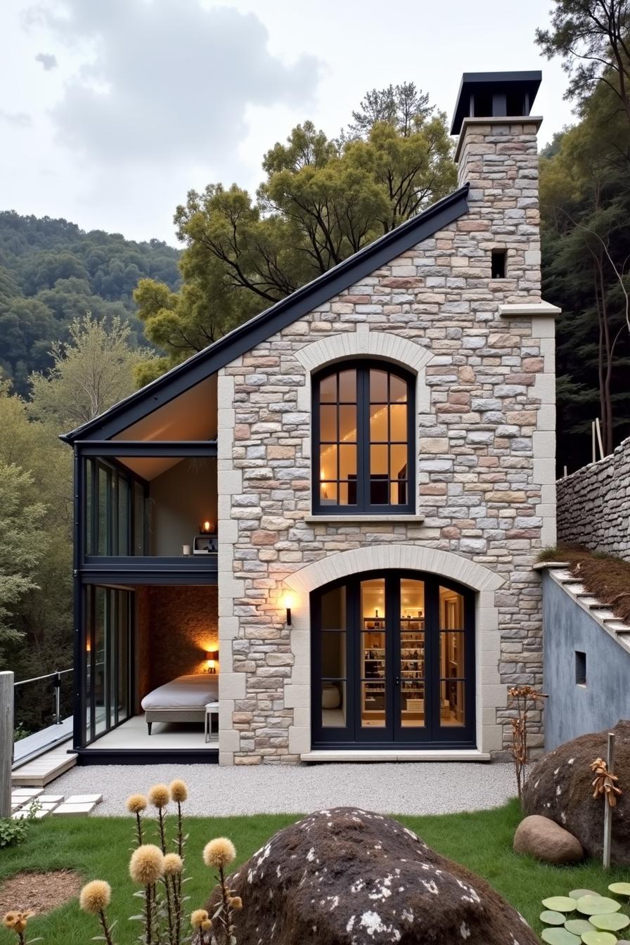 Charming stone cottage with large windows