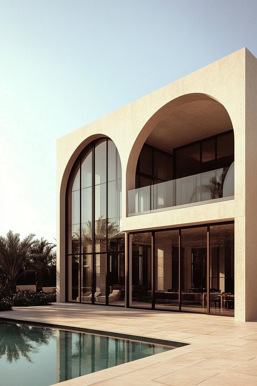 Elegant house with arches and a pool