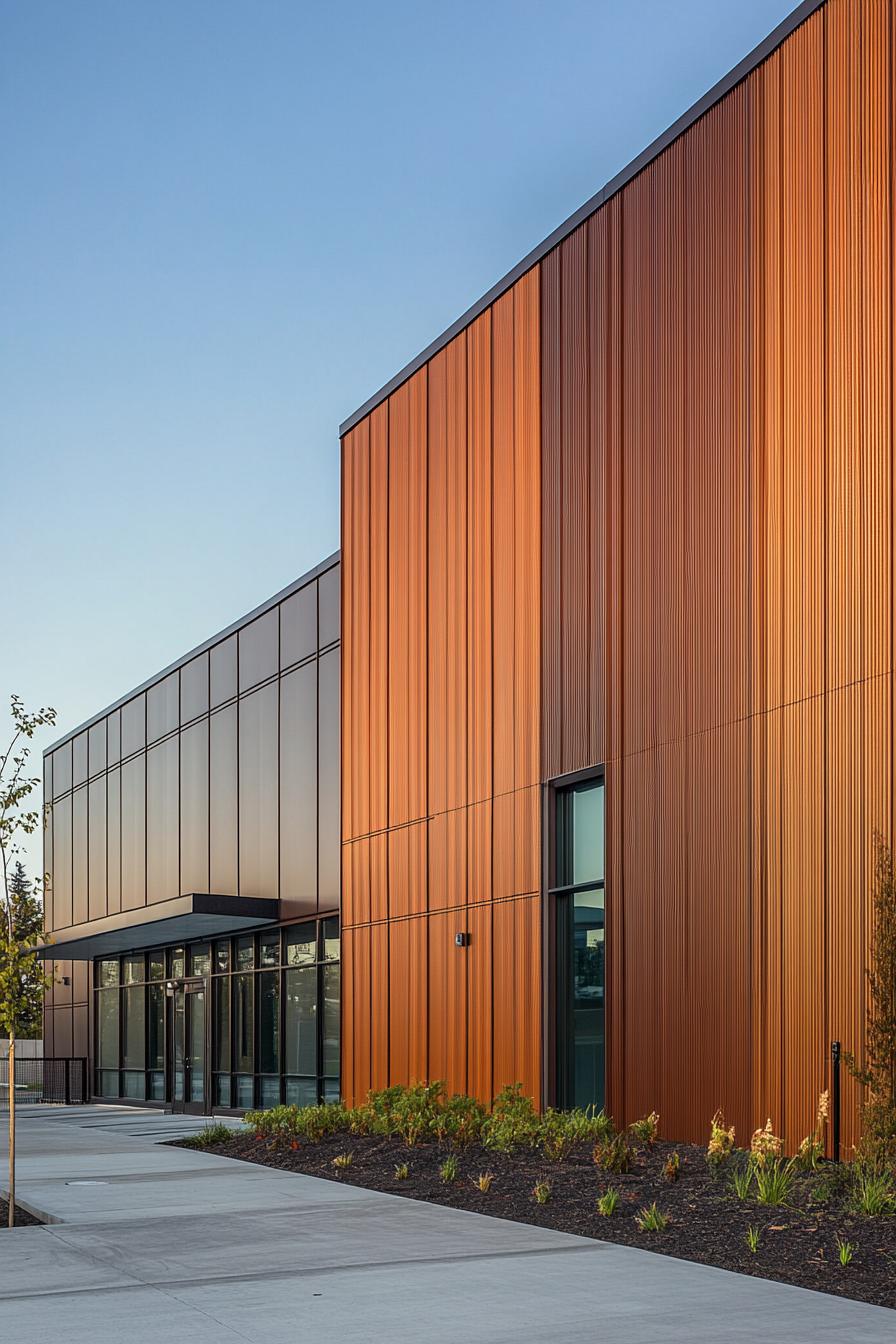 Modern building with vertical orange panels