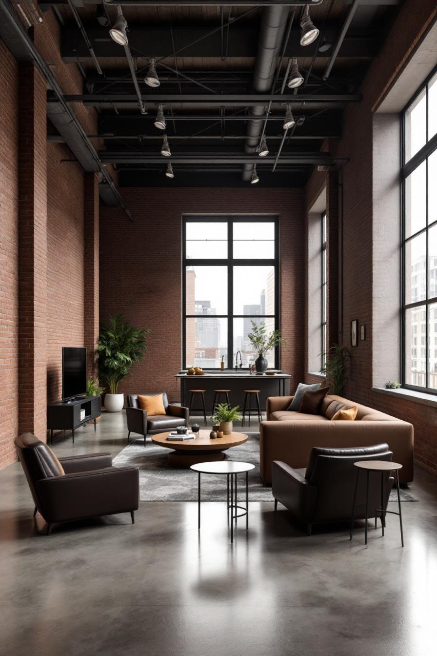 Spacious loft with industrial aesthetics and city view