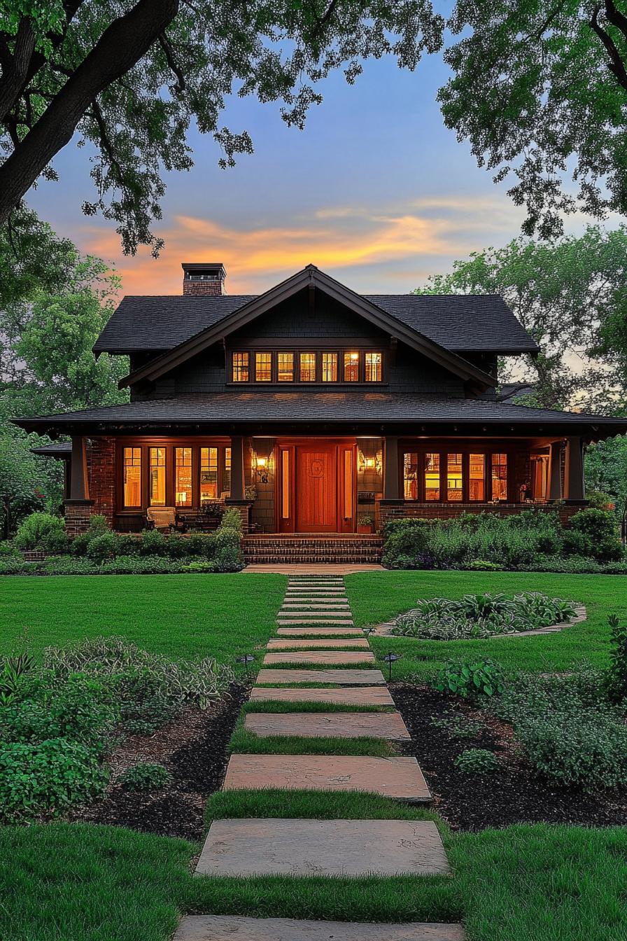 Classic Craftsman house with a charming pathway