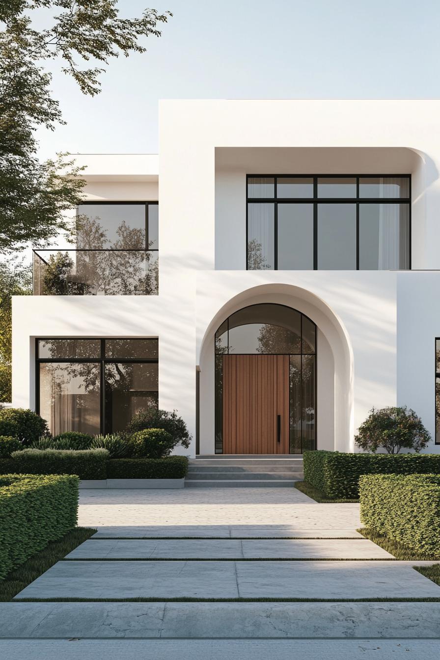 Modern villa with a bold white facade and large windows