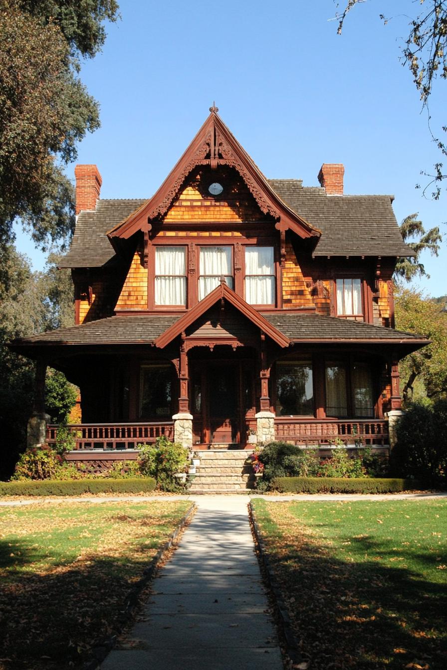 Charming farmhouse with intricate woodwork