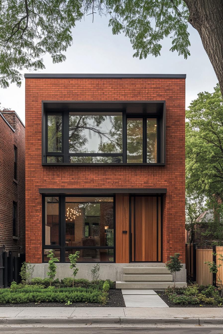 Two-Story Brick House with Large Windows