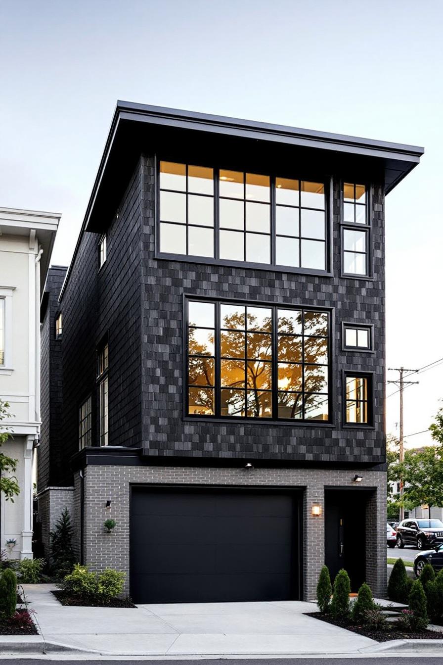 Modern industrial house with large windows