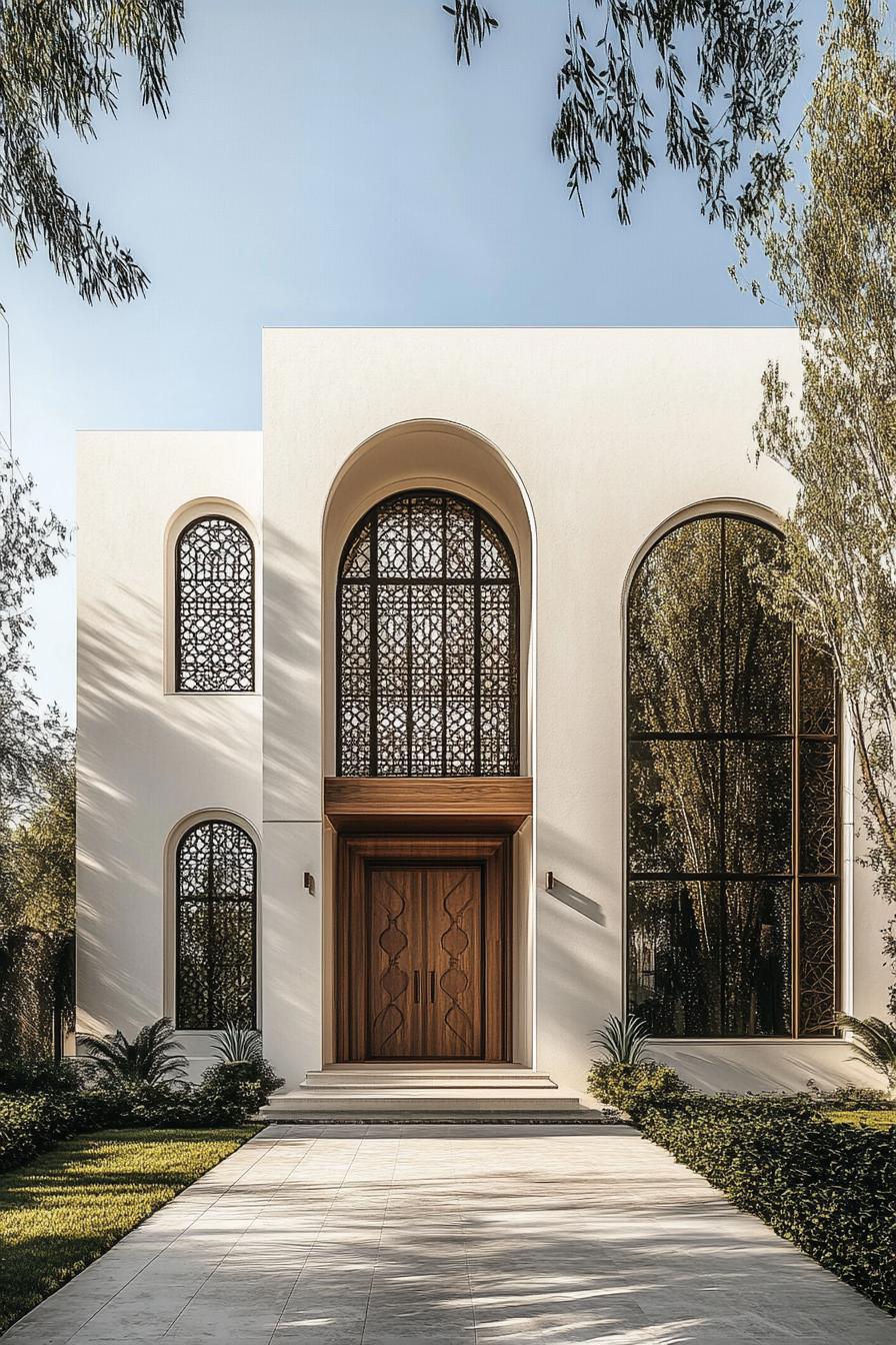 Modern house with stunning large arches and intricate latticework