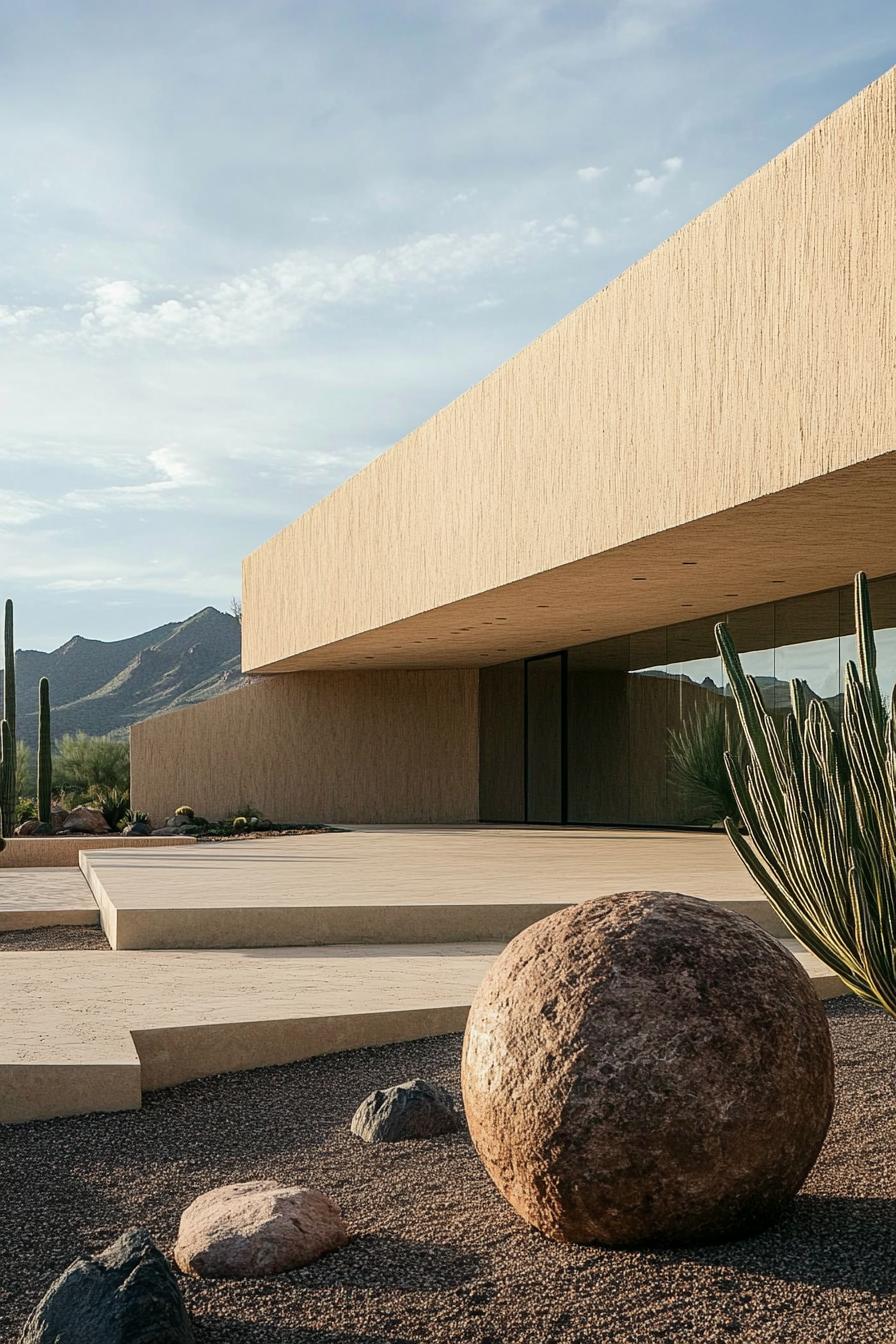 Modern desert home with sleek lines and cacti landscaping