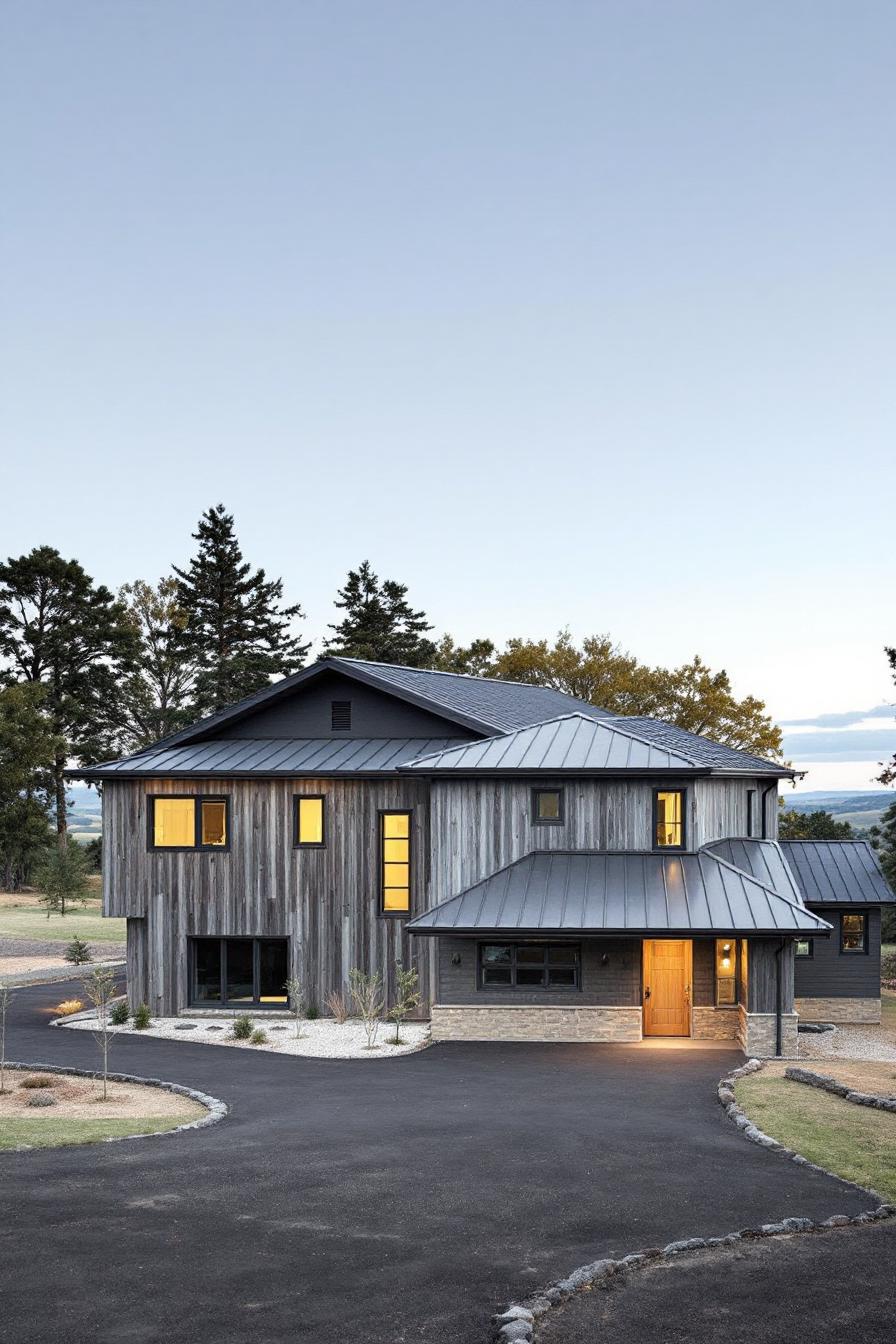 Charming ranch house with a modern gray roof