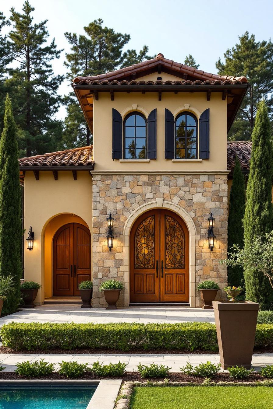 Charming Tuscan house with stone and wood accents