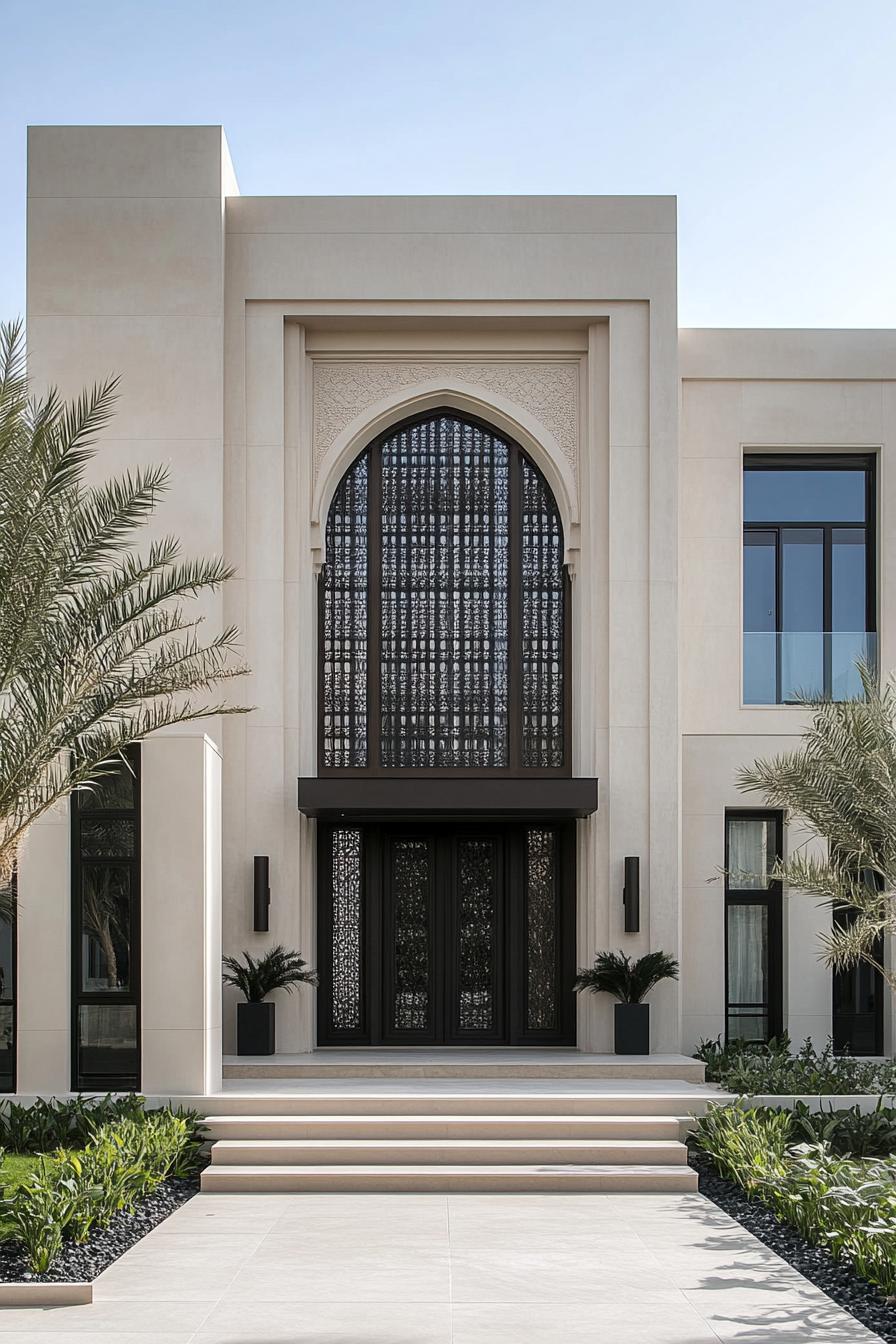 Elegant facade with arched entrance