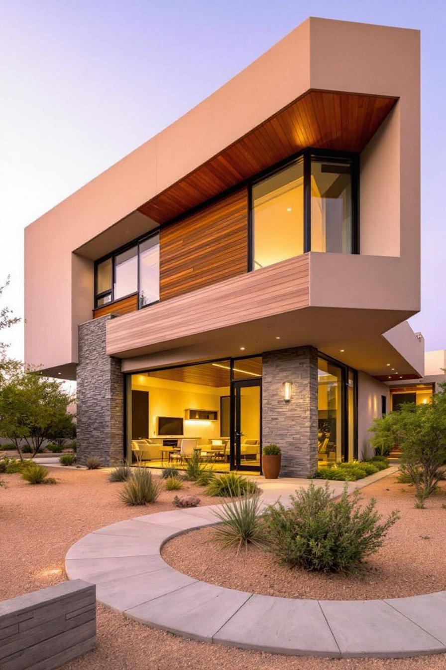 Modern Arizona house with wood and stone elements