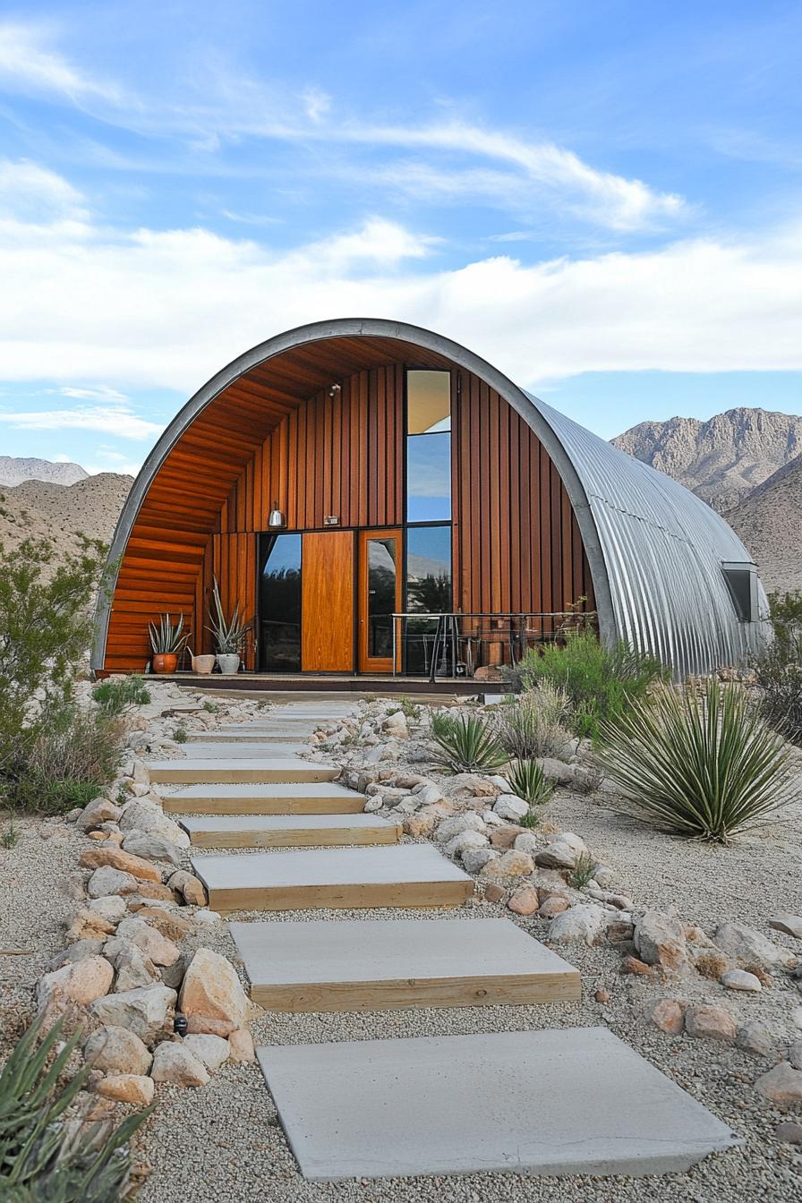 Modern arched home with desert landscaping