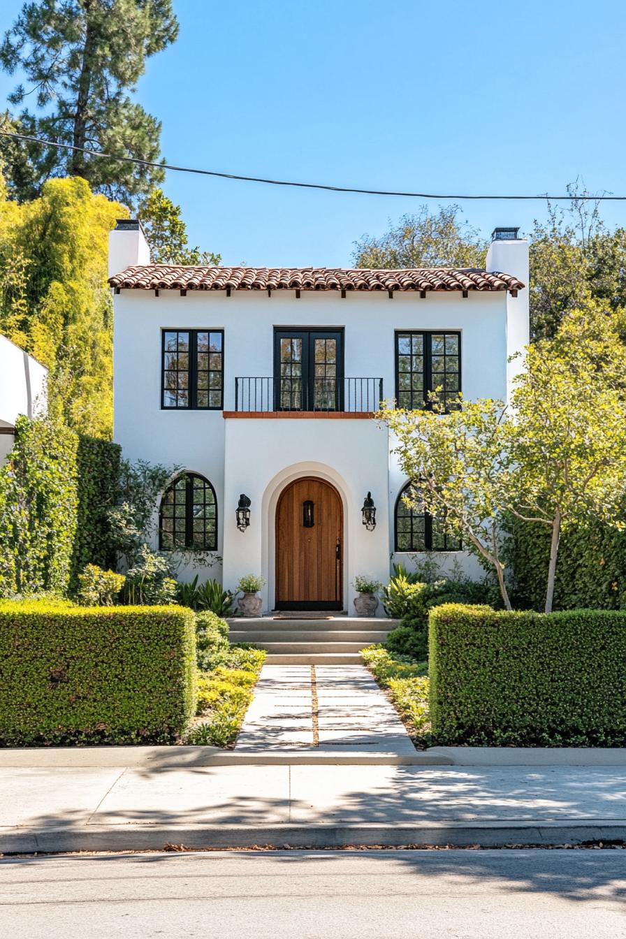 White Spanish villa with lush greenery