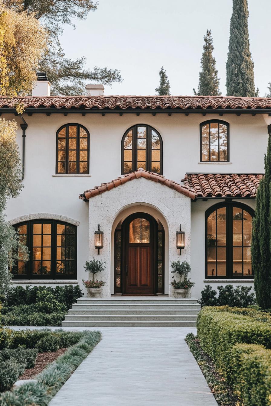 Tuscan house with arched windows and terracotta roof