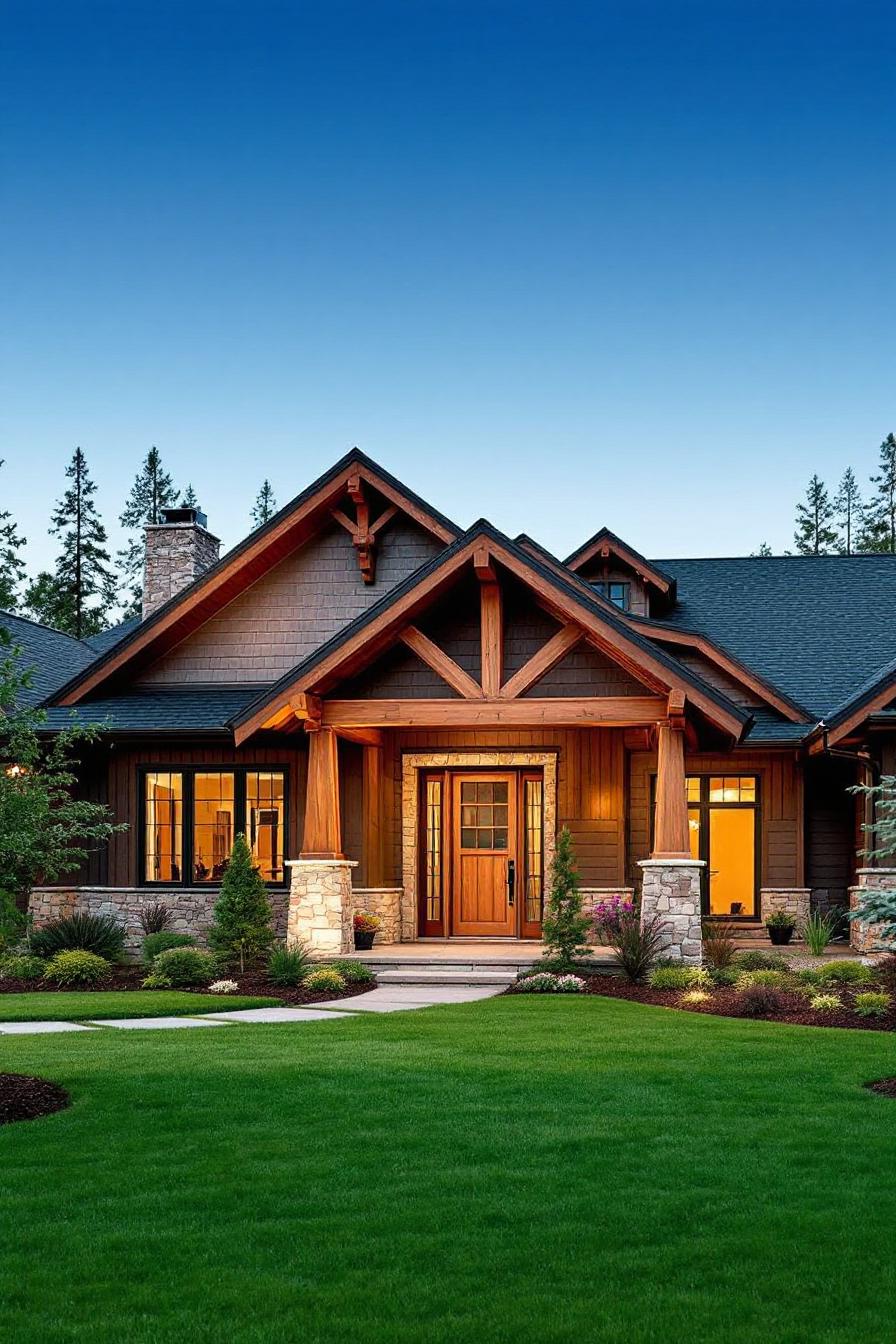 Charming ranch house with a gabled entrance