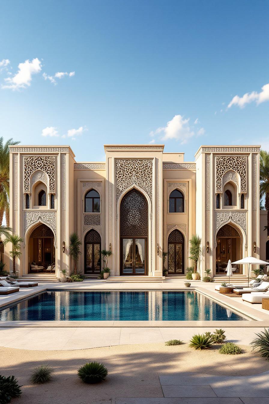 Elegant Arabic-style house with a pool