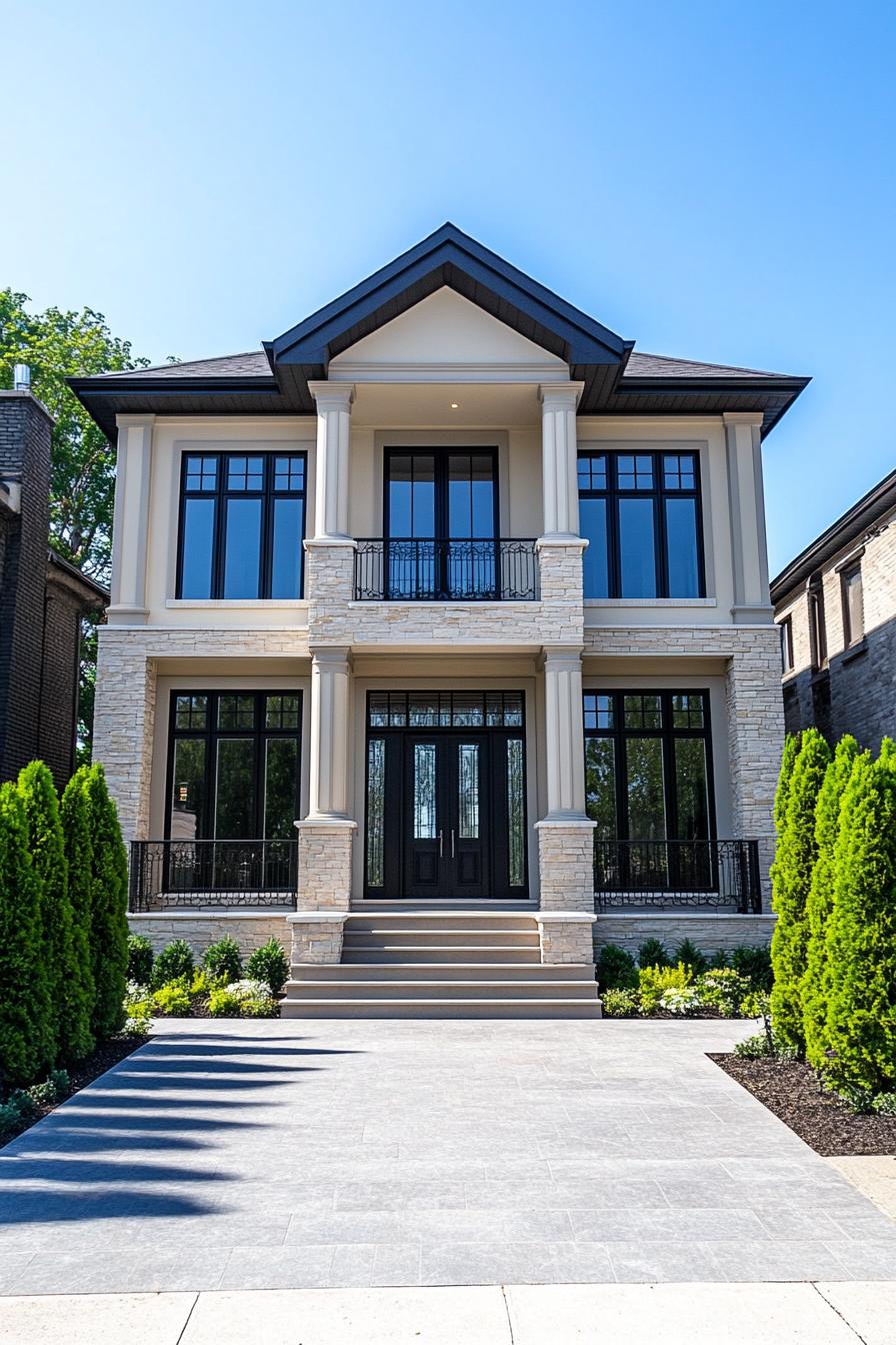 Modern neoclassical house with grand columns