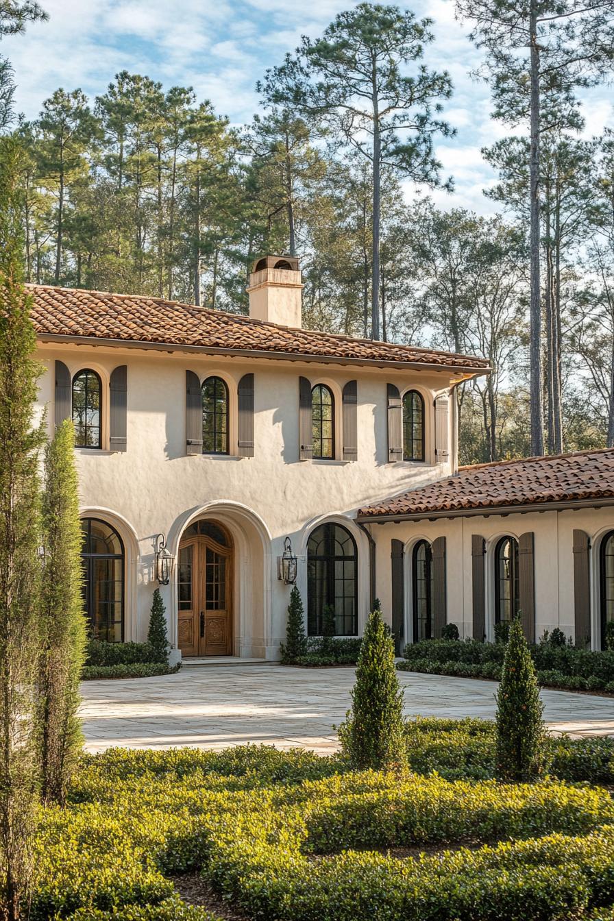 Rustic Tuscan villa with arched windows and clay roof