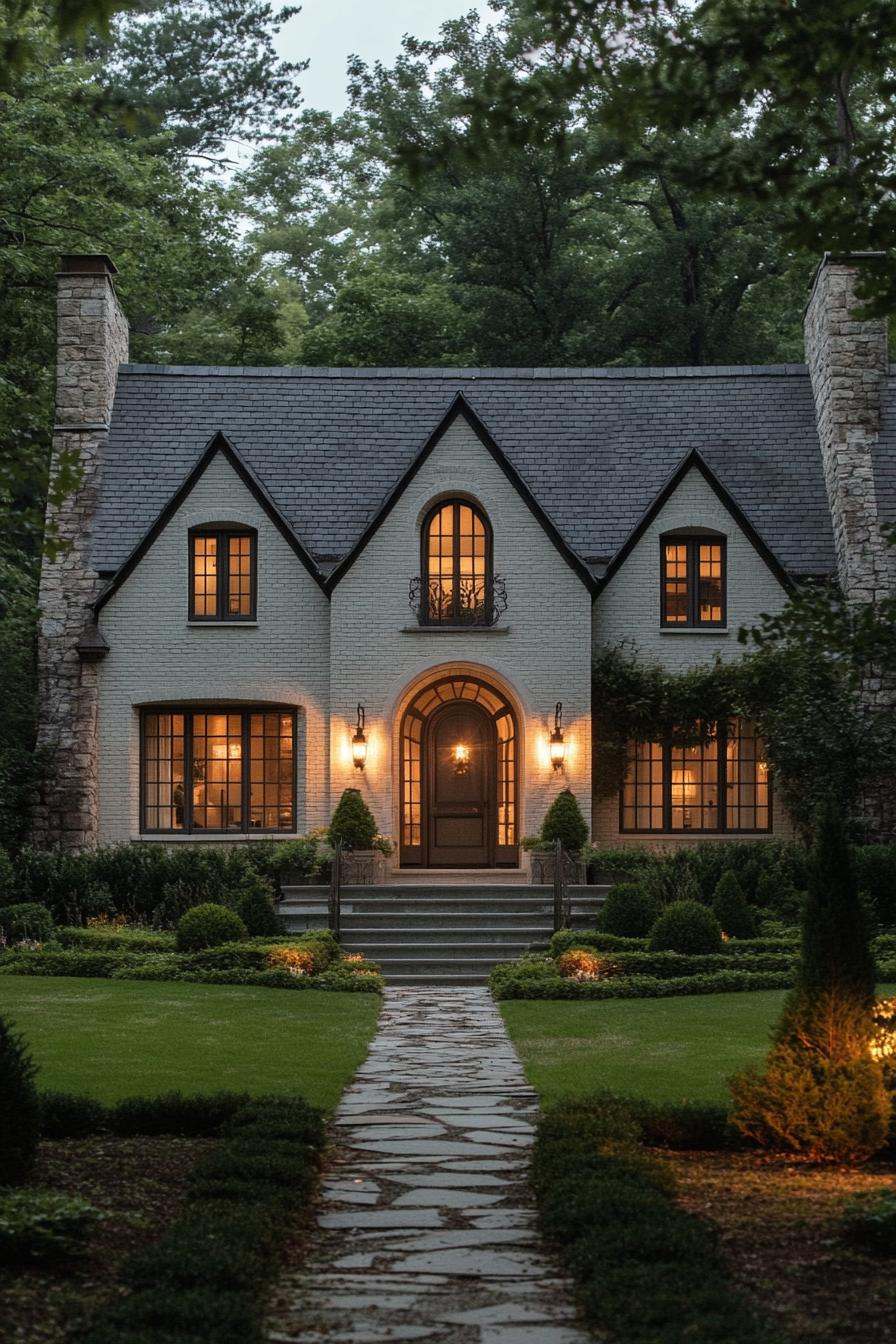 Cozy stone pathway leading to a picturesque house