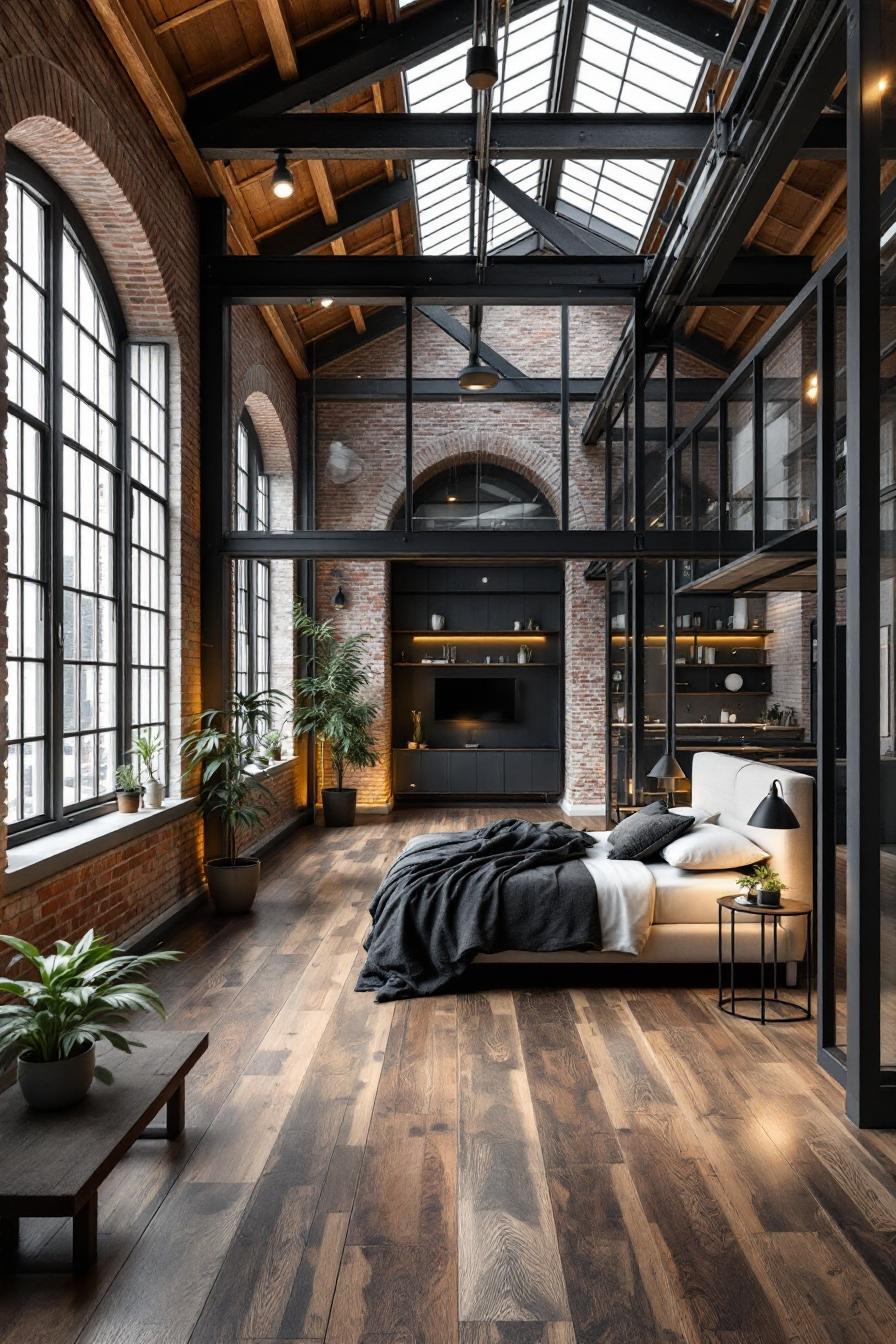 Spacious loft with large windows and sleek design