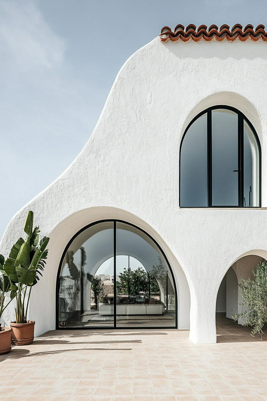 Modern villa with large arched windows