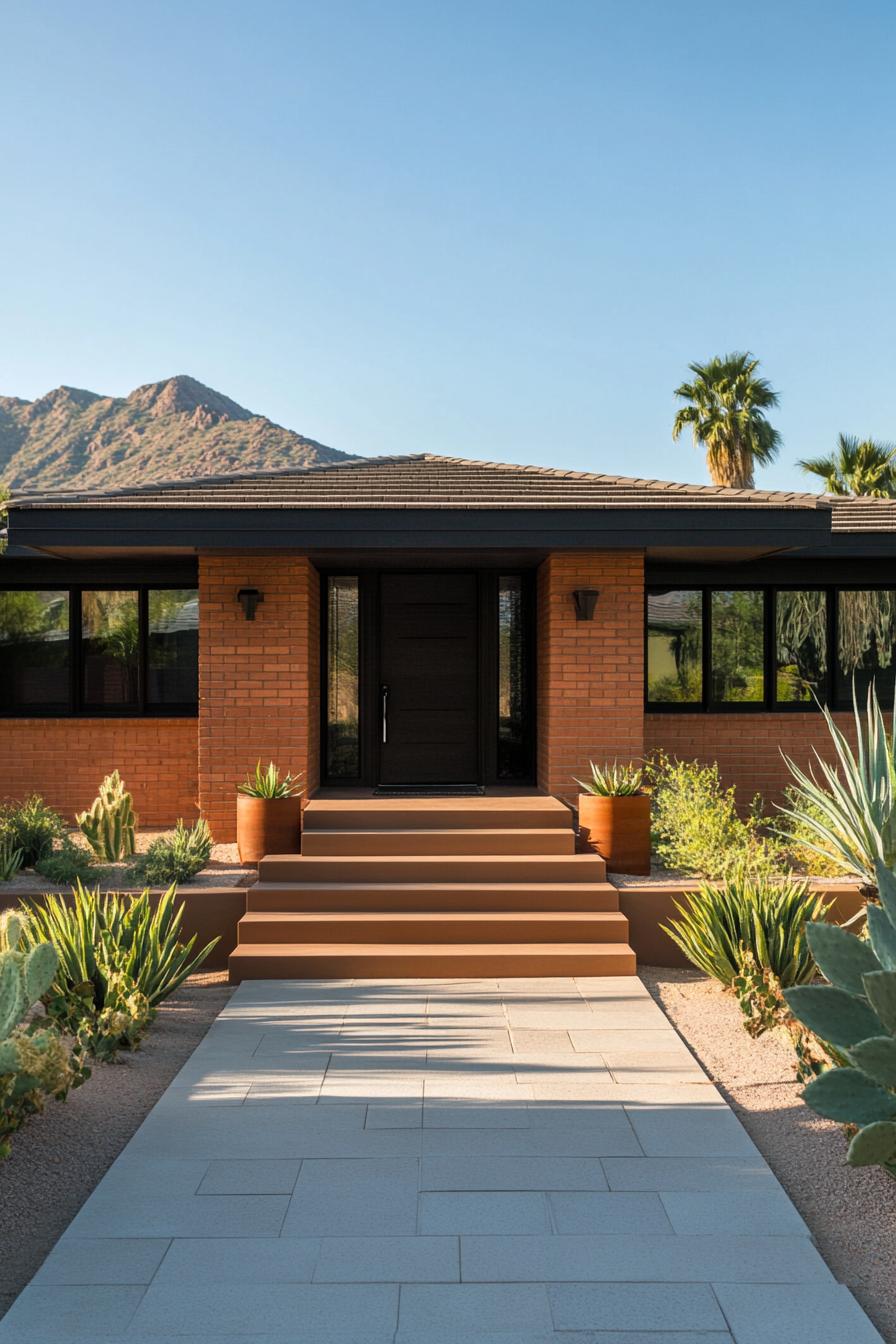 Modern brick house with desert landscaping in Arizona