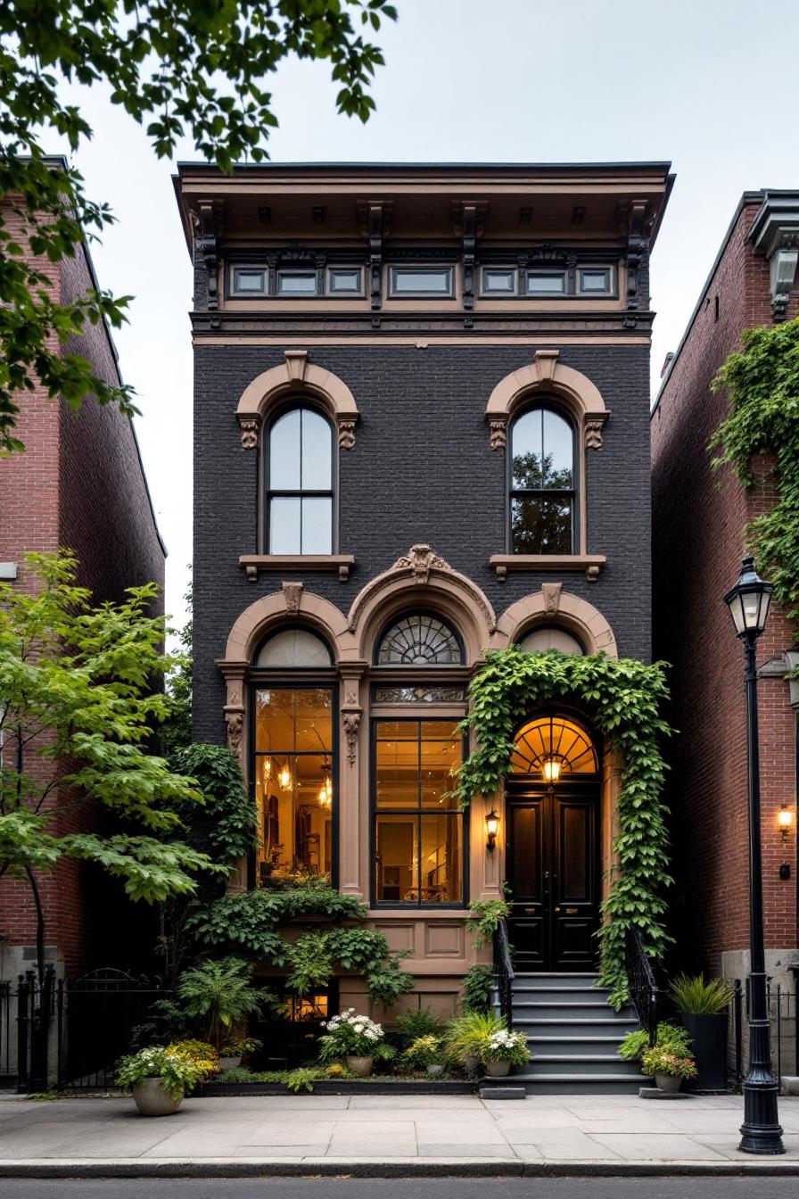 Victorian-style house with lush greenery