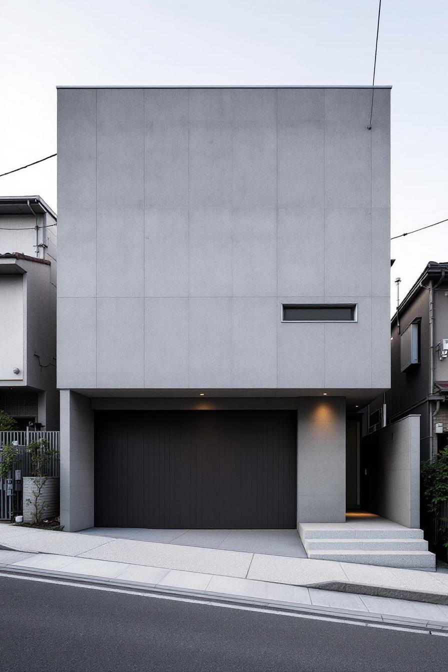 Minimalist urban house with smooth concrete facade