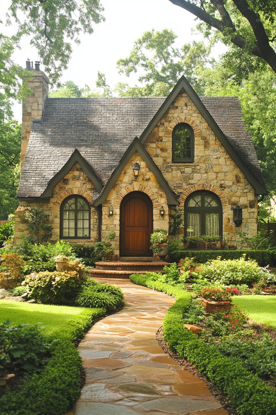 Charming stone cottage with a whimsical garden path