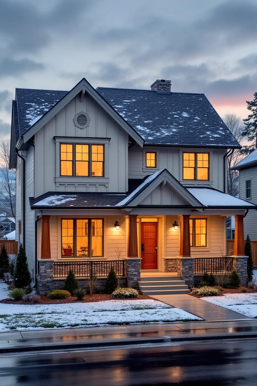 Cozy Craftsman Home with Lit Windows