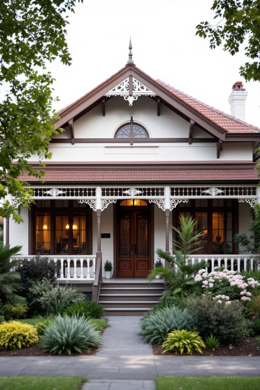 Charming Victorian house surrounded by lush gardens