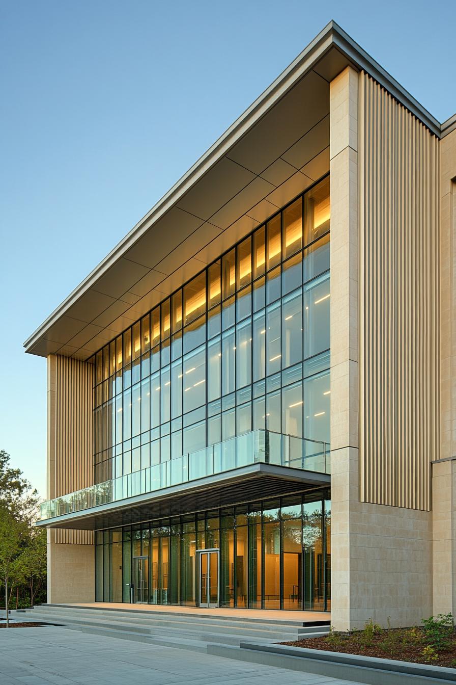 Modern building with glass facade and vertical lines