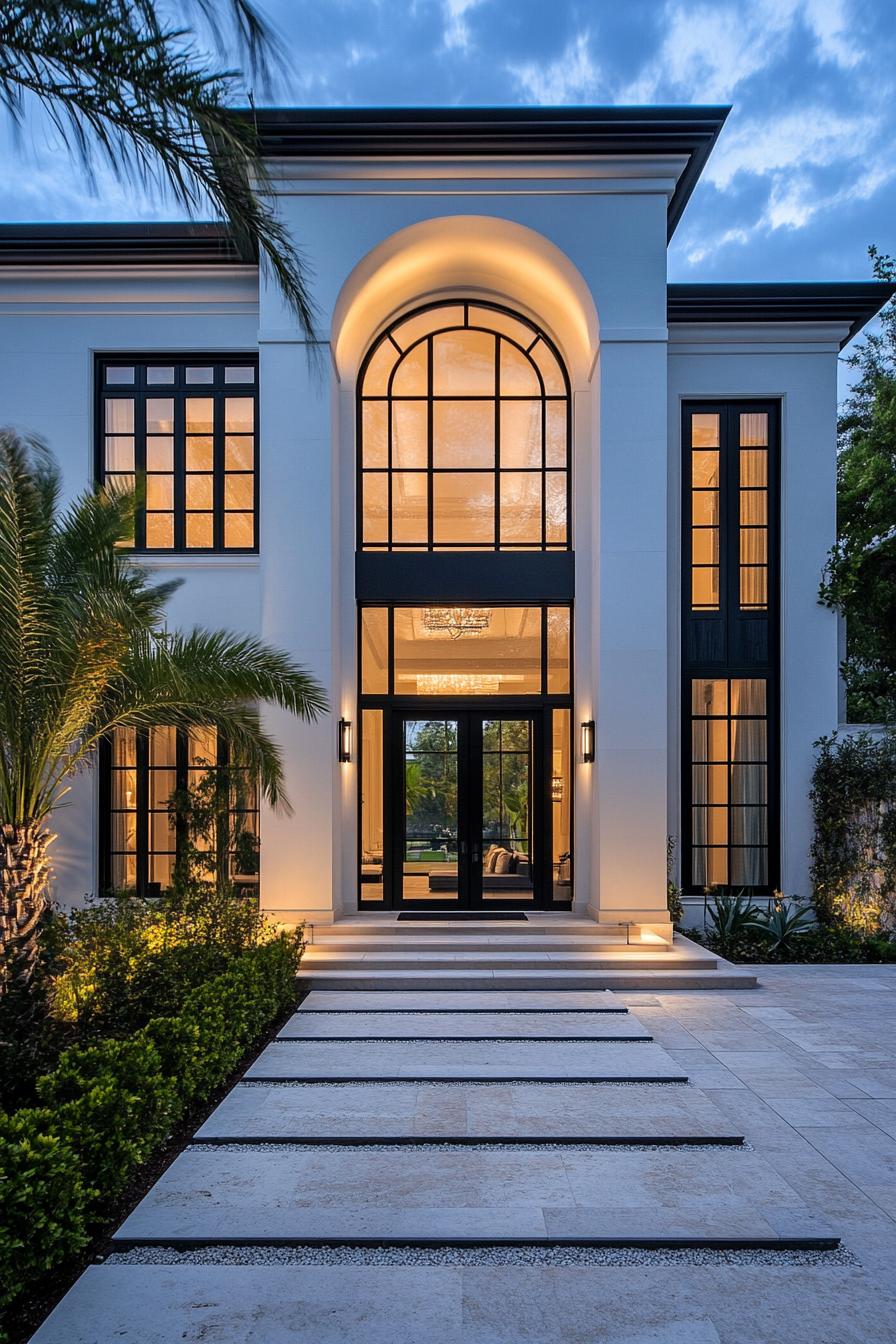 Modern neoclassical house with arched windows