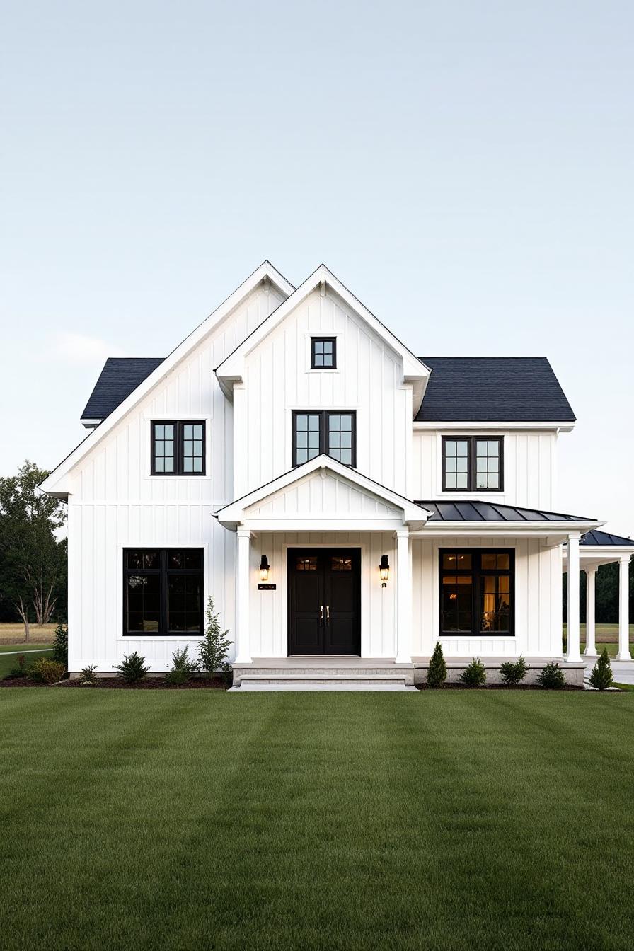 Stylish white house with black accents