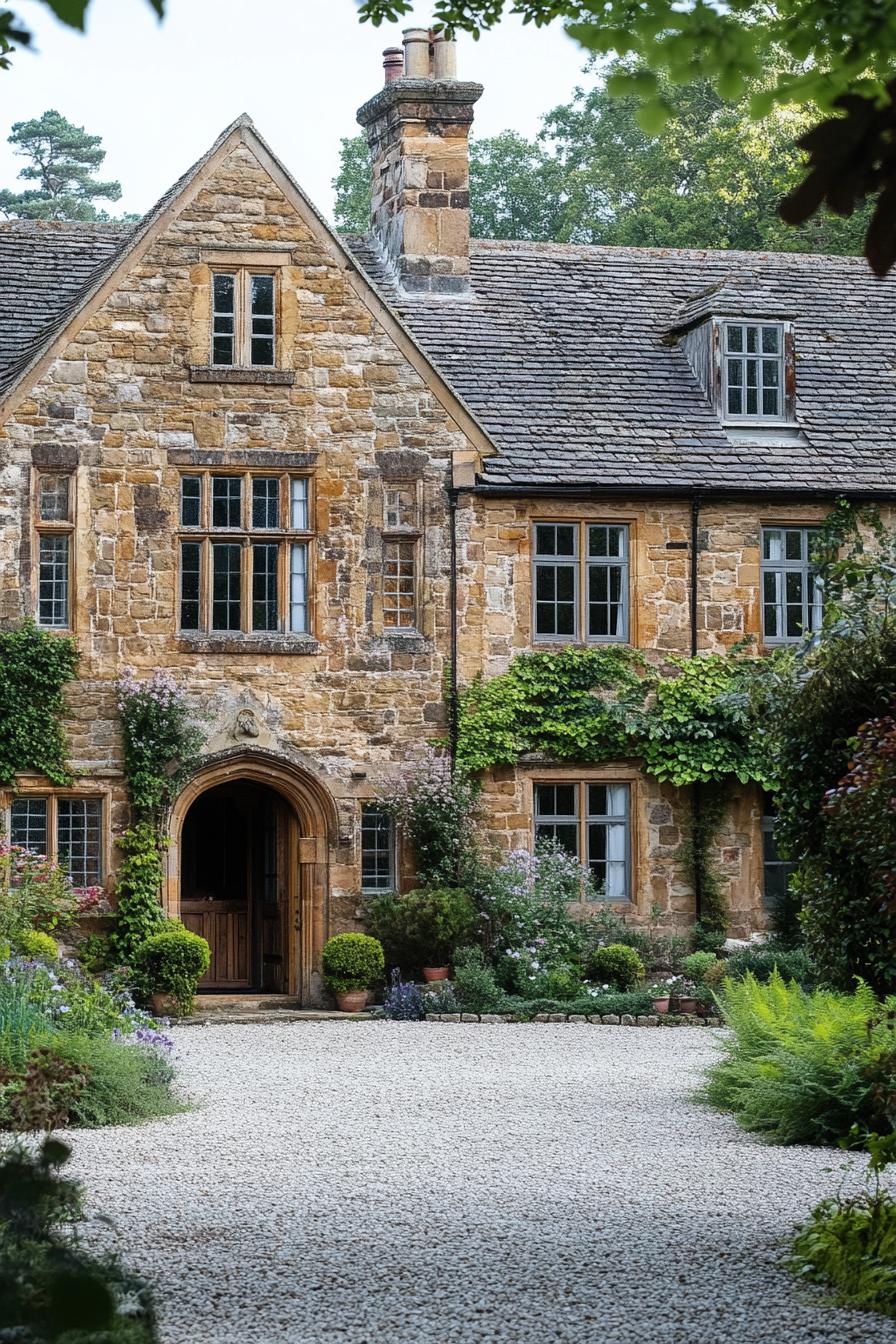 Charming stone house surrounded by greenery