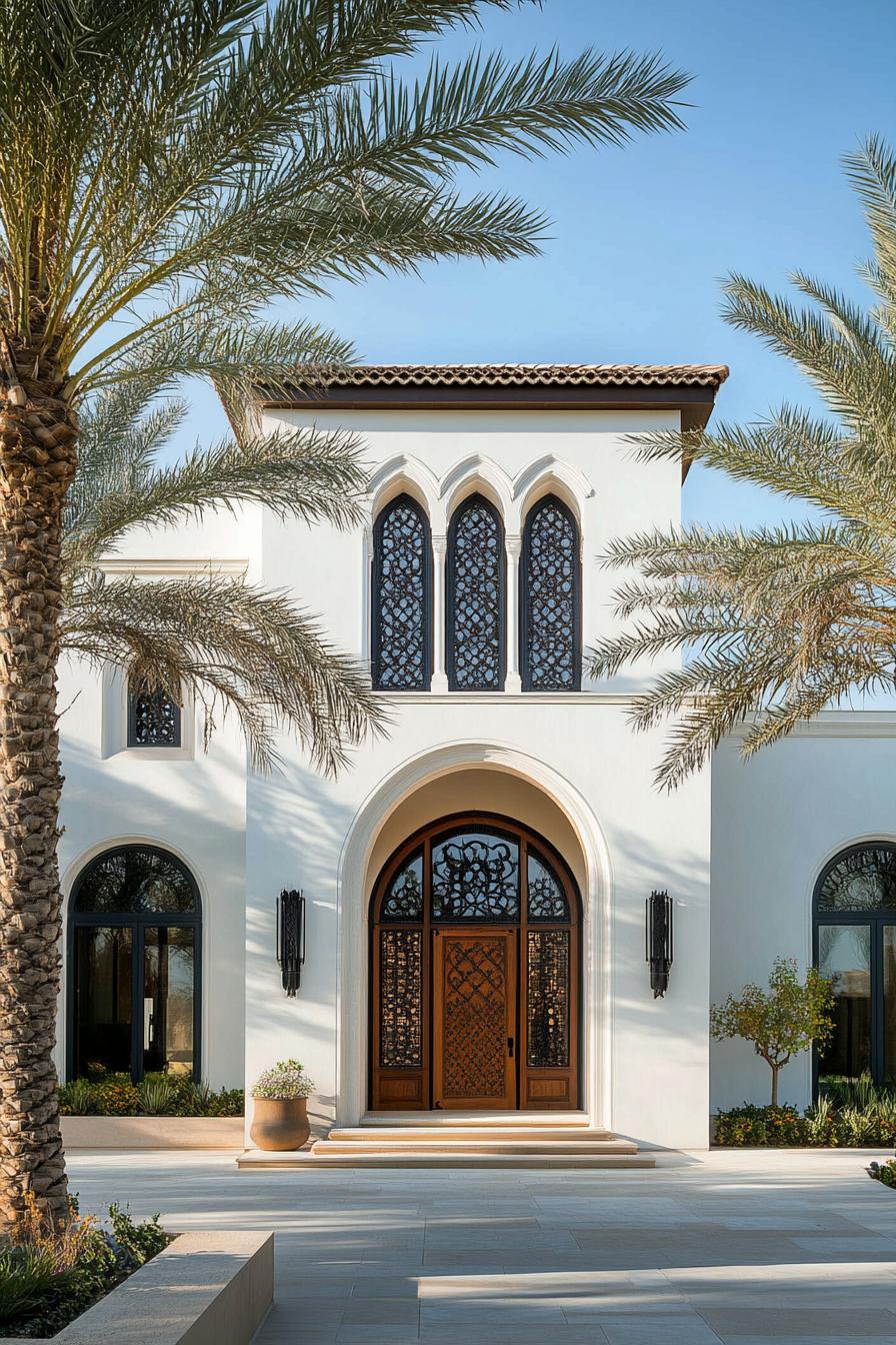 Elegant Arabic house with palm trees