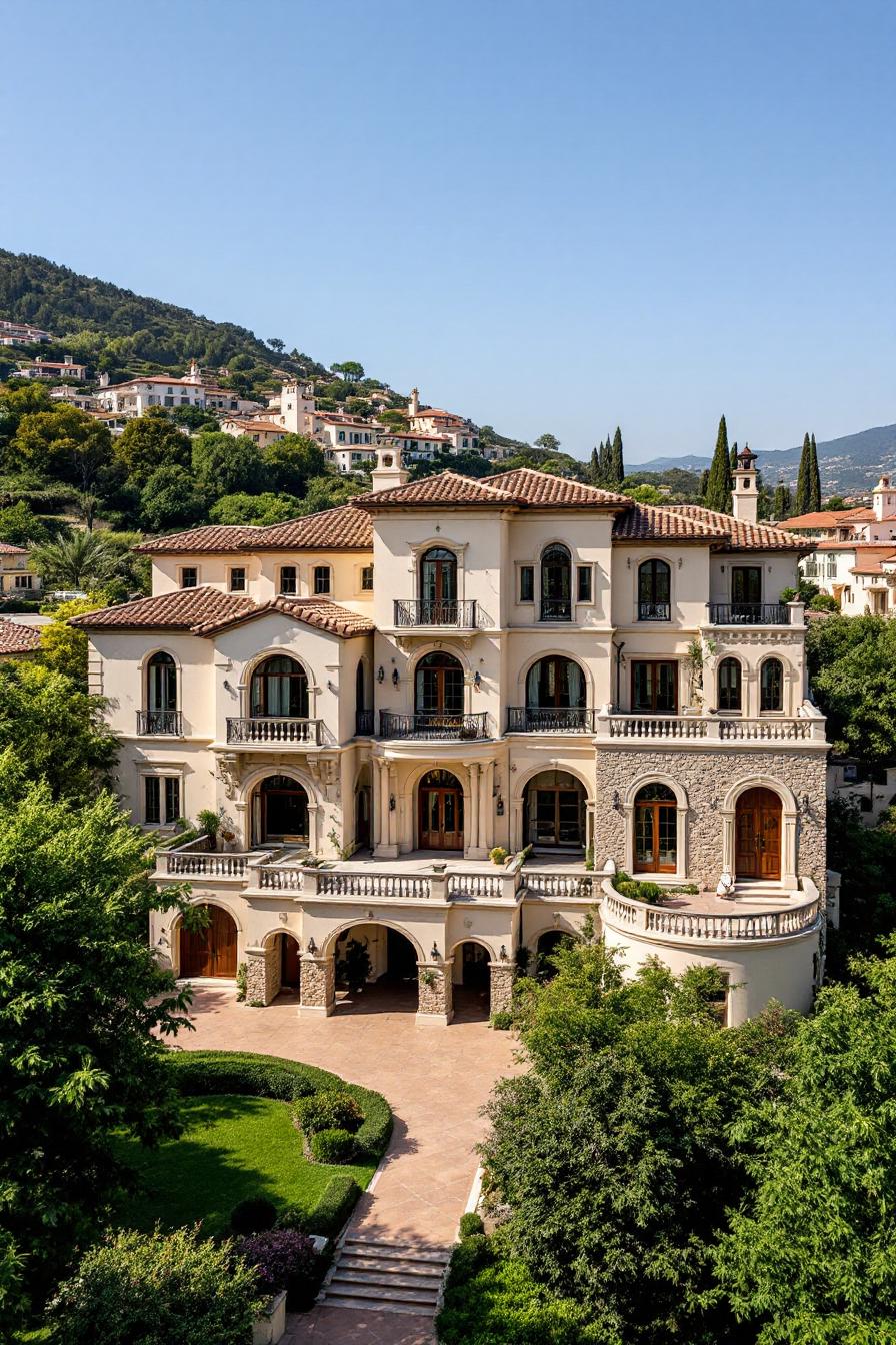 Spanish villa with lush greenery