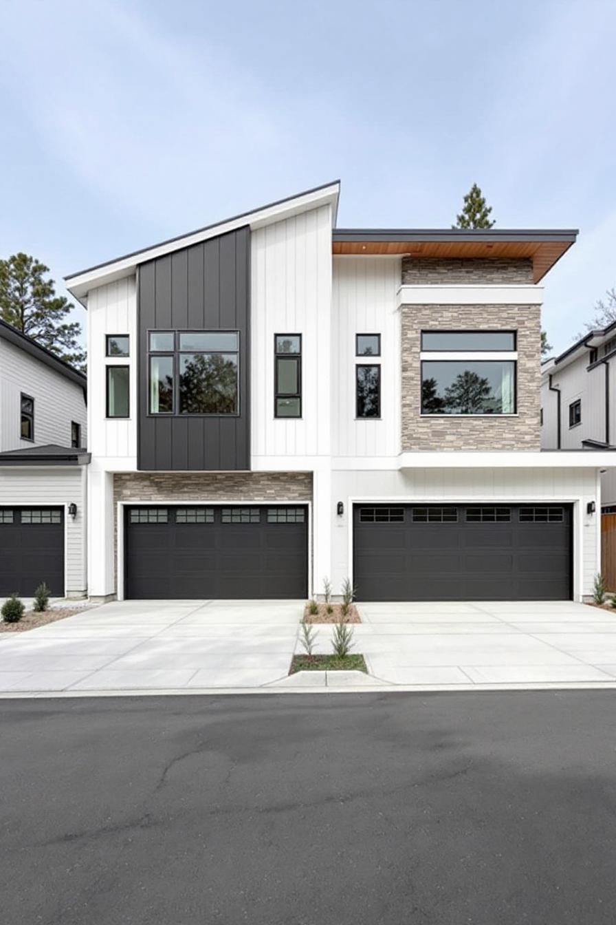 Modern duplex with contrasting materials