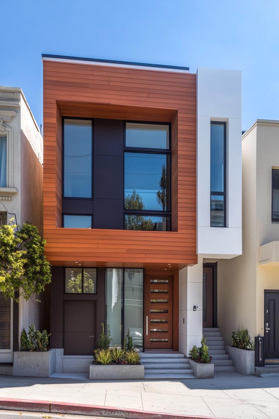 Sleek townhouse with contrasting panels