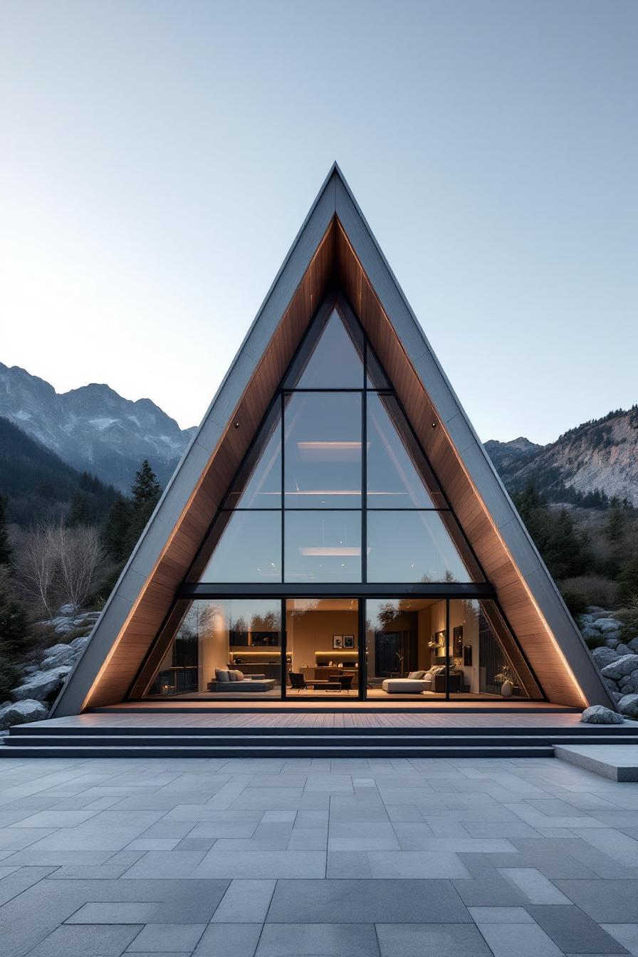 A-Frame house nestled in the mountains