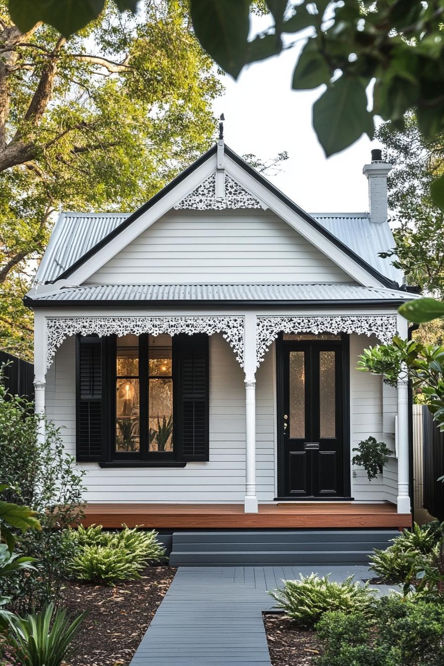 White Victorian House Nestled in Greenery