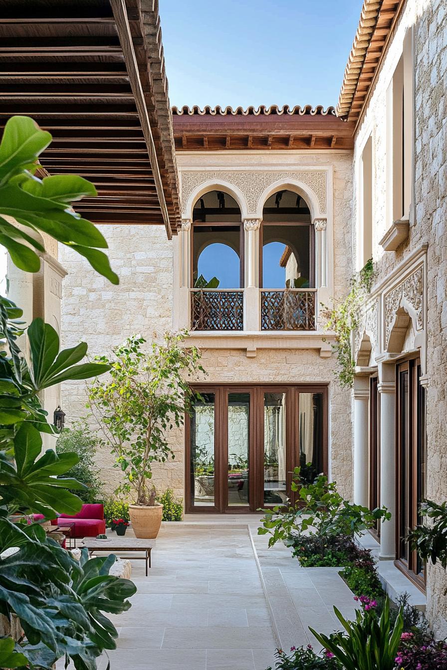 Courtyard with arches and greenery