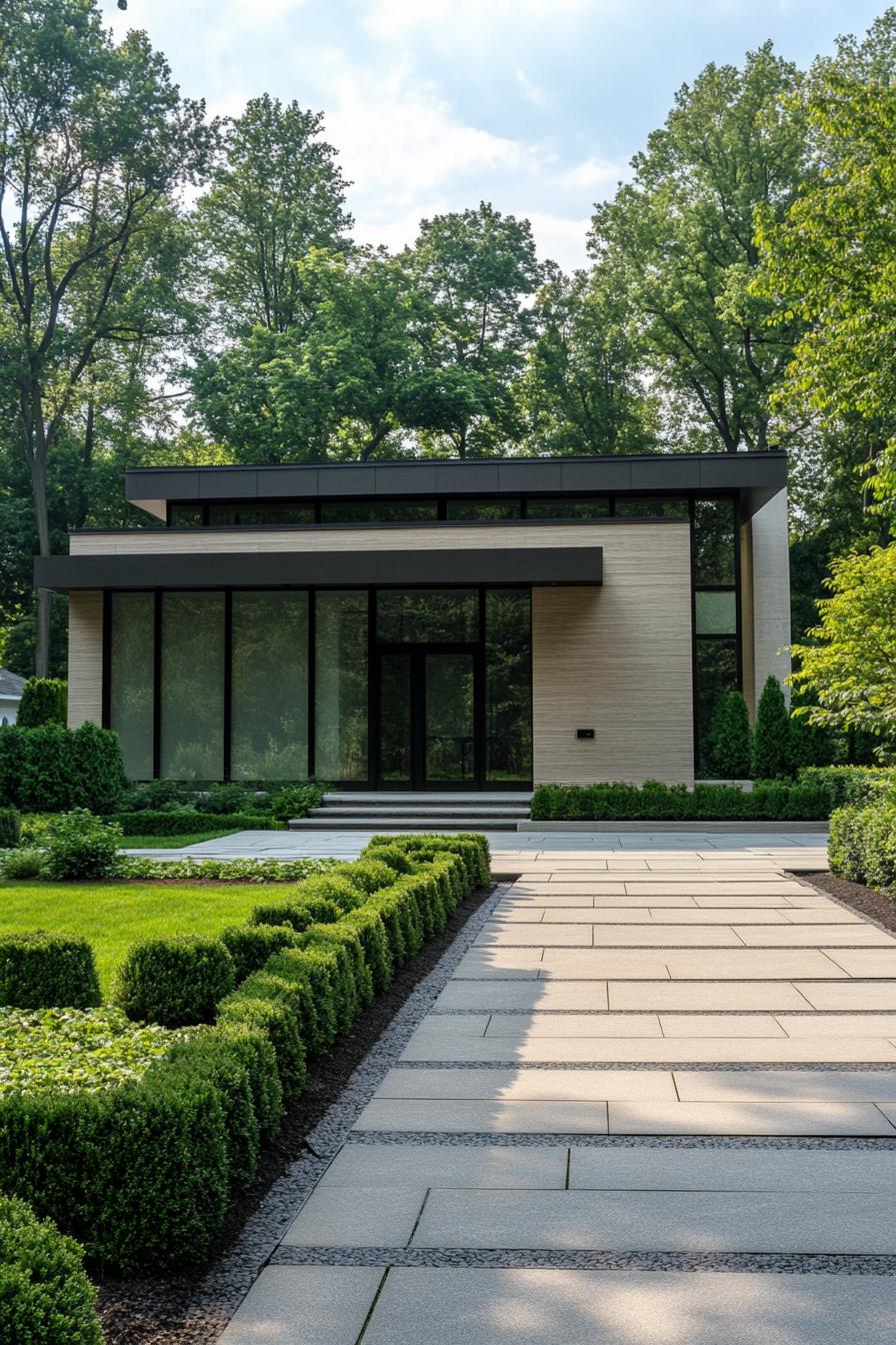 Modern house with flat roof and large glass façade